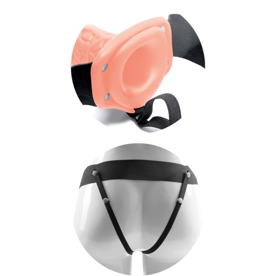 HOLLOW STRAP - ON CON TESTICOLI REALE RAPIMENTO SENSAZIONE DI ARIA 8 &quot; BIANCO