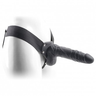 HOLLOW STRAP - ON CON TESTICOLI REALE RAPIMENTO ARIA SENSAZIONE 8 " NERO