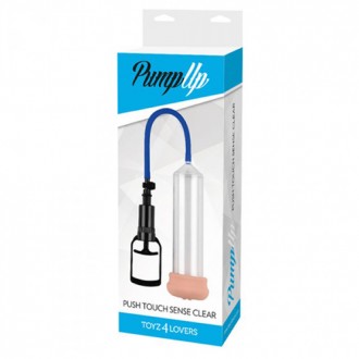 PUSH TOUCH SENSE PENIS PUMP WITH STROKER CLEAR
