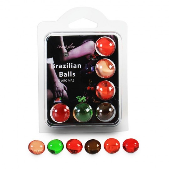 BOLAS LUBRIFICANTES BEIJÁVEIS BRAZILIAN BALLS MULTISABORES  6 x 4GR