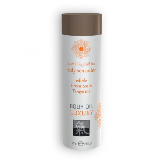 ÓLEO DE MASSAGEM BEIJÁVEL LUXURY BODY OIL DE CHÁ VERDE E TANGERINA SHIATSU 75ML