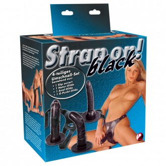STRAP-ON WITH 3 DILDOS BLACK