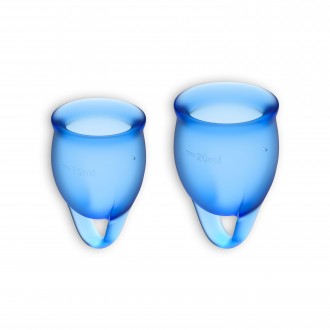 FEEL CONFIDENT 2 MENSTRUAL CUPS SET SATISFYER DARK BLUE