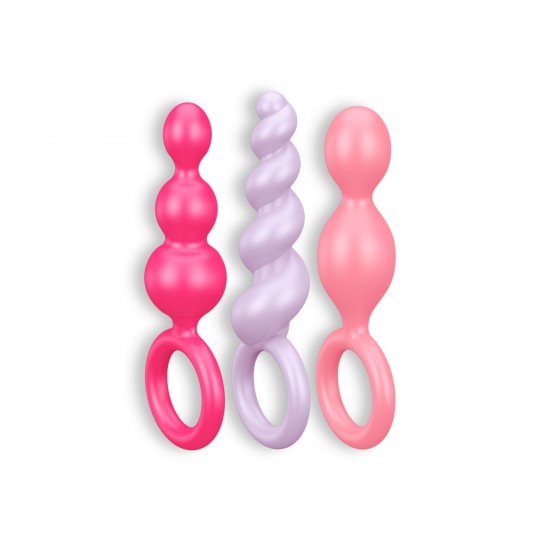CONJUNTO DE 3 PLUGS ANALES BOOTY CALL SATISFYER COLORIDOS