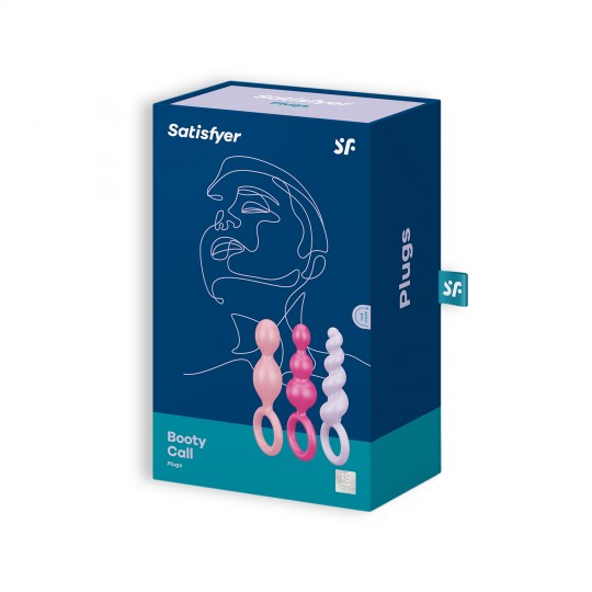 CONJUNTO DE 3 PLUGS ANALES BOOTY CALL SATISFYER COLORIDOS