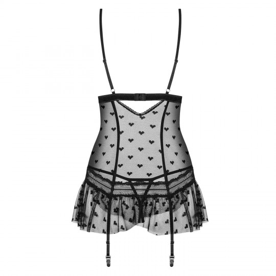 OBSESSIVE HEARTIA CORSET AND THONG BLACK