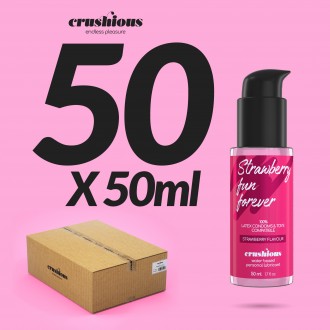 CONFEZIONE DA 50 LUBRIFICANTI SCHIACCIATI AL SAPORE DI FRAGOLA 50 ML