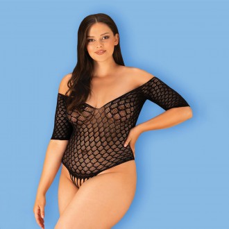 QUEEN SIZE OBSESSIVE B131 CROTCHLESS TEDDY BLACK