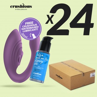 PACK DE 24 VIBRADOR RECARREGÁVEL COM COMANDO PLEASURISER E OFERTA DE LUBRIFICANTE À BASE DE ÁGUA CRUSHIOUS