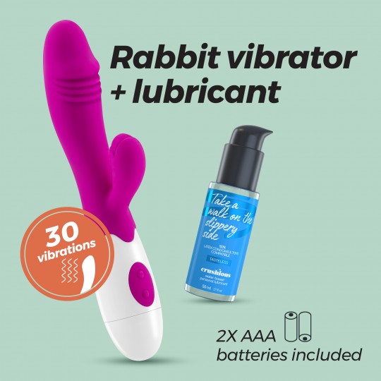 VIBRADOR COM ESTIMULADOR DE CLITÓRIS LOLLIPOP E LUBRIFICANTE À BASE DE ÁGUA INCLUÍDO CRUSHIOUS
