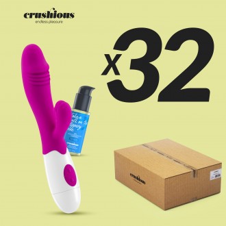 PACK DE 32 VIBRADOR CON ESTIMULADOR DE CLÍTORIS LOLLIPOP Y LUBRICANTE DE BASE AGUA INCLUIDO CRUSHIOUS