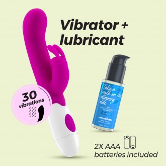 VIBRATORE CON STIMOLATORE CLITORIDEO JIGGLIE E LUBRIFICANTE A BASE D'ACQUA INCLUSO CRUSHIOUS