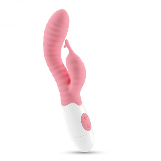 VIBRATORE CON STIMOLATORE CLITORIDE ROSA GUMMIE E LUBRIFICANTE A BASE D'ACQUA INCLUSO CRUSHIOUS