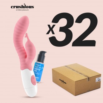 CONFEZIONE DA 32 VIBRATORE CON ROSA GUMMIE STIMOLATORE CLITORIDEO E LUBRIFICANTE A BASE D'ACQUA INCLUSO CRUSHIOUS