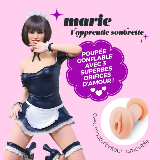 MARIE L&#039;APPRENTIE SOUBRETTE bambola gonfiabile con SCHIACCIANTE masturbatore