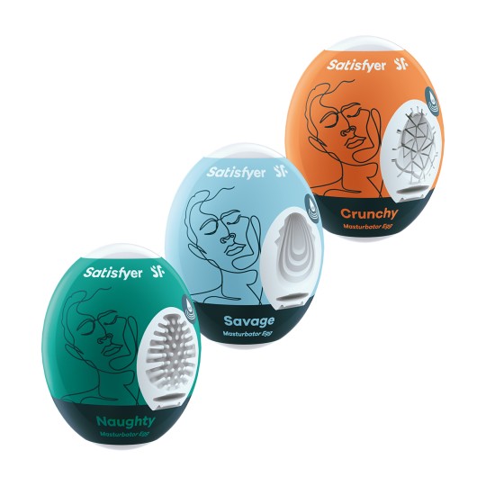CONFEZIONE DA 3 MASTURBATORE MASTURBATORE uovo CATTIVO, SELVAGGIO E CROCCANTE SATISFYER