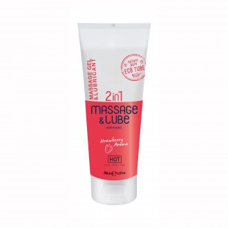 GEL DE MASAJE Y LUBRICANTE 2EN1 CON SABOR A FRESA HOT 200ML