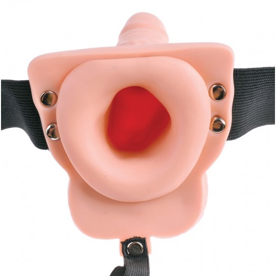 CABLAGGIO CON RICARICABILE HOLLOW DILDO 6 &quot; HOLLOW RICARICABILE STRAP - ON CON COMANDO FETISH FANTASY SERIE