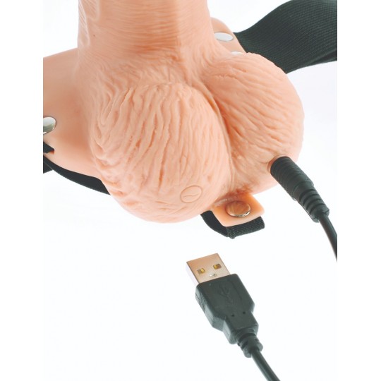CABLAGGIO CON RICARICABILE HOLLOW DILDO 6 &quot; HOLLOW RICARICABILE STRAP - ON CON COMANDO FETISH FANTASY SERIE