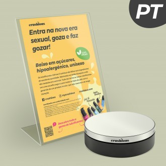 CRUSHIOUS ROTATING DISPLAY WITH LUBRICANT PRESENTATION FLYER IN PORTUGUESE