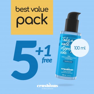 PACK DE 5 LUBRICANTES A BASE DE AGUA 100 ML CRUSHIOUS + 1 GRATIS