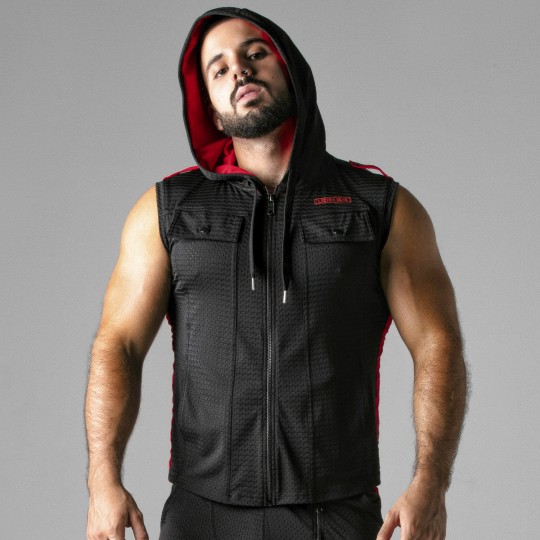 GILET LOOK AT HARDER HOODY ROSSO LOCKER GEAR