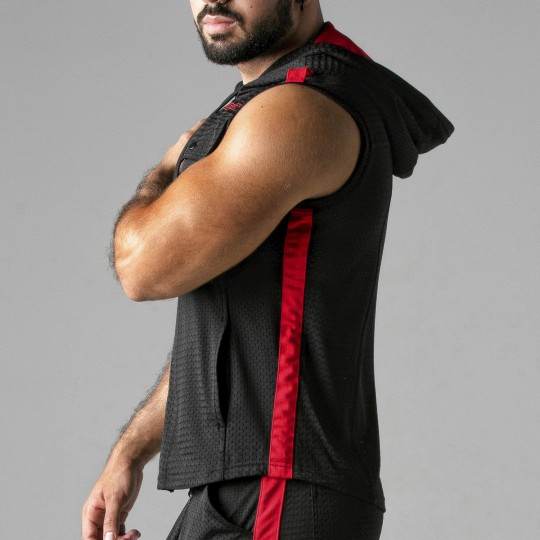 GILET LOOK AT HARDER HOODY ROSSO LOCKER GEAR