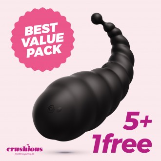 5 + 1 GRÁTIS COCOON OVO VIBRATÓRIO RECARREGÁVEL COM COMANDO À DISTÂNCIA CRUSHIOUS PRETO