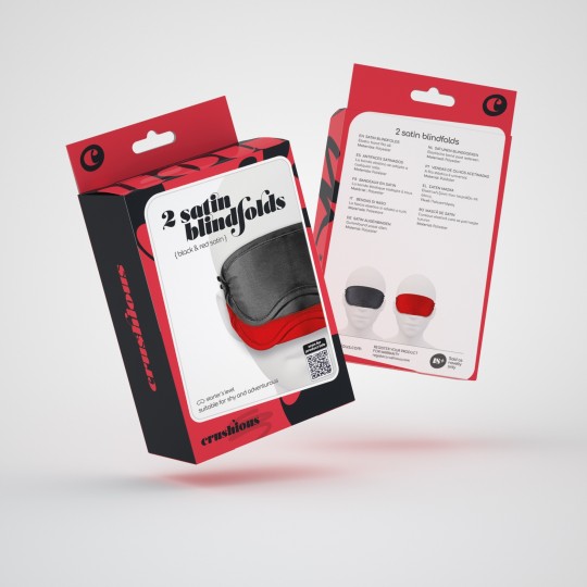 PACK OF 30 2 SATIN BLINDFOLDS CRUSHIOUS BLACK &amp; RED