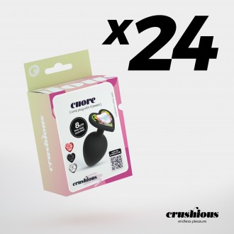 CONFEZIONE DA 24 CUORE PLUG ANALE MEDIO CON 4 GIOIELLI INTERCAMBIABILI CRUSHIOUS