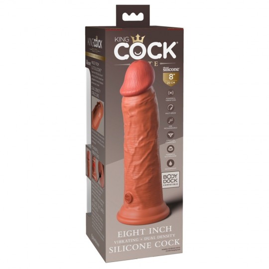 8\" VIBRATING + DUAL DENSITY SILICONE COCK