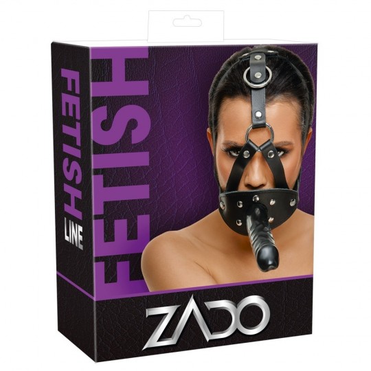 LEATHER HEAD HARNESS WITH DILDO