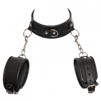 LEATHER COLLAR AND HANDCUFFS