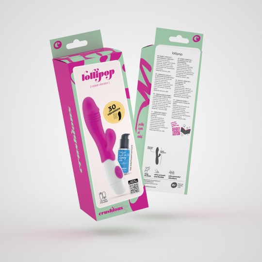 VIBRATORE CON STIMOLATORE CLITORIDEO LOLLIPOP E LUBRIFICANTE A BASE D'ACQUA INCLUSO CRUSHIOUS