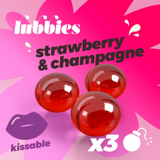 PALLINE DI OLIO LUBBIES BACIABILI ALLA FRAGOLA &amp; CHAMPAGNE CRUSHIOUS