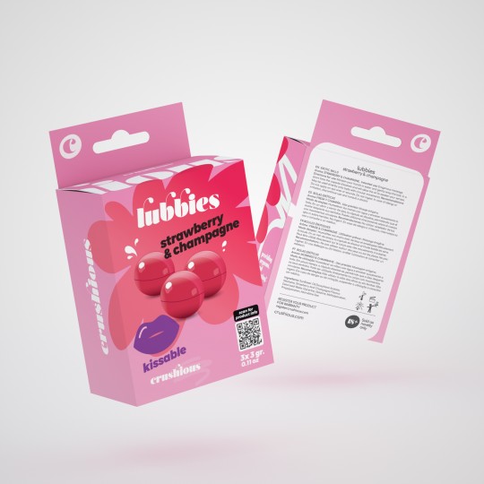 PALLINE DI OLIO LUBBIES BACIABILI ALLA FRAGOLA &amp; CHAMPAGNE CRUSHIOUS