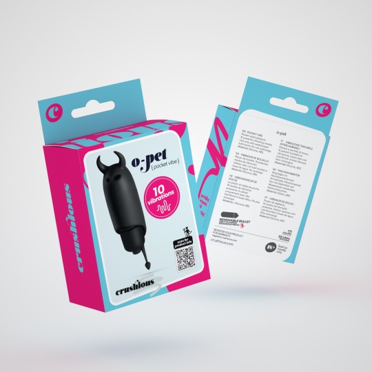O-PET DIABLE AVEC VIBROMASSEUR BULLET À 10 VIBRATIONS NOIR CRUSHIOUS