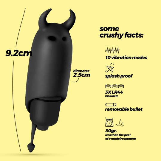 O-PET DIABLE AVEC VIBROMASSEUR BULLET À 10 VIBRATIONS NOIR CRUSHIOUS