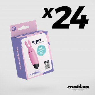 PACK OF 24 CRUSHIOUS O-PET RABBIT WITH 10 VIBRATION BULLET PASTEL PINK