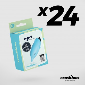 PACK OF 24 CRUSHIOUS O-PET DOLPHIN WITH 10 VIBRATION BULLET BLUE