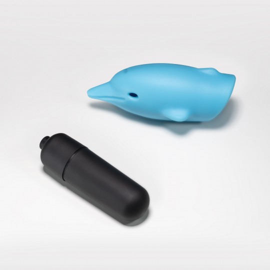 O-PET DAUPHIN AVEC VIBROMASSEUR BULLET À 10 VIBRATIONS BLEU