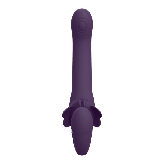 SATU - PULSE-WAVE AND VIBRATING STRAPLESS STRAPON - PURPLE