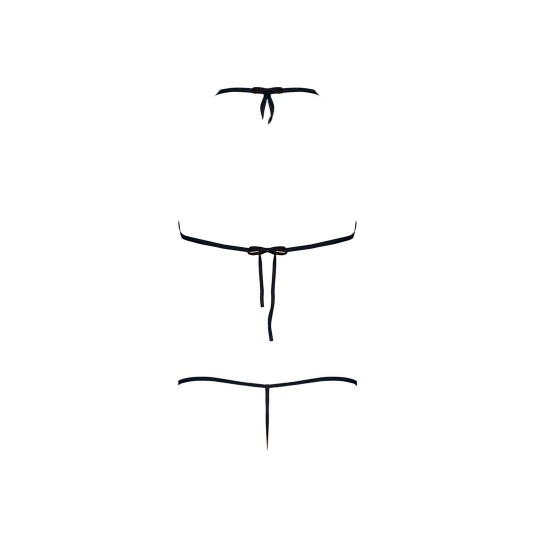BRA AND G-STRING SET WITH STRAPS - 2X - BLACK