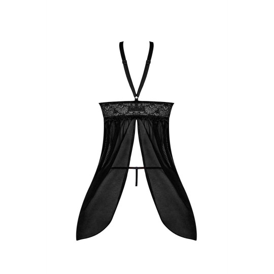 BABYDOLL WITH OPEN BACK AND G-STRING SET - 2X - BLACK