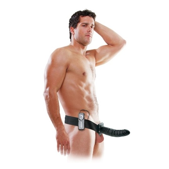 STRAP-ON HUECO CON VIBRACIÓN 8'' VIBRATING HOLLOW FETISH FANTASY SERIES NEGRO