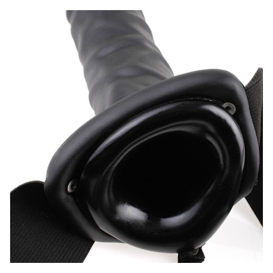 STRAP-ON HUECO CON VIBRACIÓN 8&#039;&#039; VIBRATING HOLLOW FETISH FANTASY SERIES NEGRO