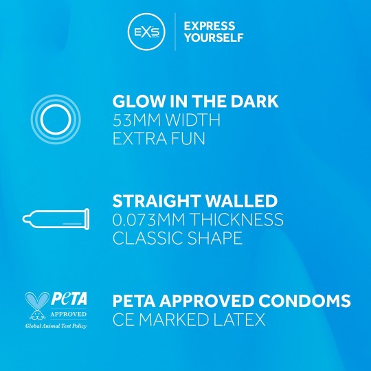 CAIXA COM 3 PRESERVATIVOS EXS GLOW