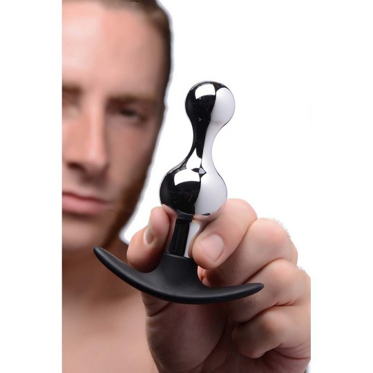 ТЕМНАЯ КАПЛЯ МЕТАЛЛИЧЕСКАЯ СИЛИКОНОВАЯ АНАЛЬНАЯ ПРОБКА С БУСИНАМИ