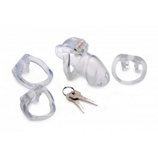 CLEAR CAPTOR - CHASTITY CAGE WITH KEYS - MEDIUM