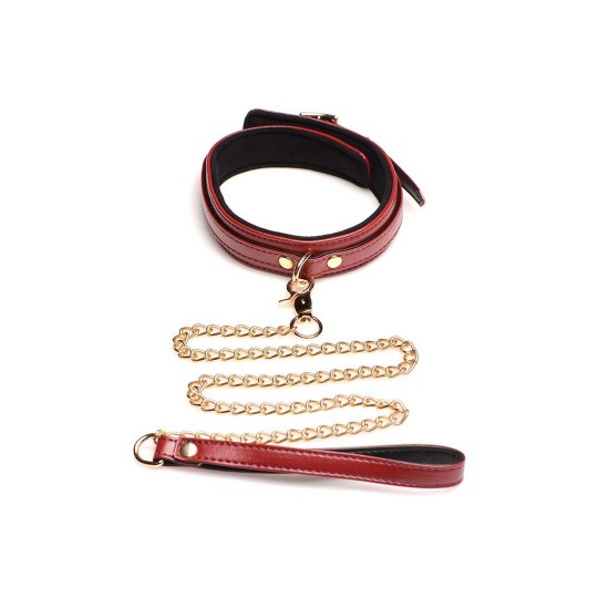 6-PIECE BURGUNDY BONDAGE SET WITH CUFFS, COLLAR AND BELT